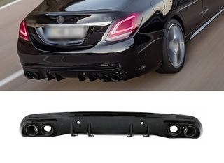 ΠΙΣΩ ΣΠΟΙΛΕΡ Mercedes C-Class W205 S205 Sport Line (2014-2020) C43 AMG Design Piano Black without Exhaust Muffler Tips