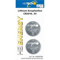 Heitech 04000504 Μπαταρίες λιθίου 2 τμχ CR 2016 75 mAh 3 V