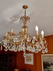 Πολυέλαιος Αντίκα μπρούτζινος με κρούσταλλα 10 λάμπες