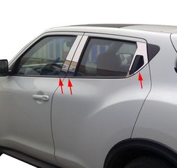 Nissan Juke Μεταλλικά Διακοσμητικά Νίκελ για Κολόνες Παραθύρων