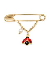 Καρφίτσα χρυσή Κ9 με μαργαριτάρι και πασχαλίτσα σμάλτο 0959