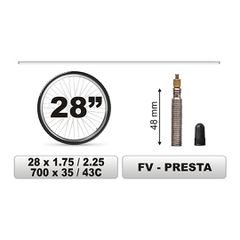 Σαμπρελα Ποδηλατου 28x1.75/2,25 Μεγαλη Βαλβιδα 48mm Car Commerce - 1 ΤΕΜ.