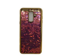 Samsung Galaxy A6 2018 Plus - Sparkly Sequin Gold/Hot PInk Glitter Phone Case (oem)