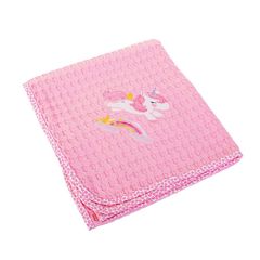 Κουβέρτα Πικέ Αγκαλιάς Baby Unicorn 41 Pink Με Κέντημα Cotton Dimcol (80x110) 1Τεμ