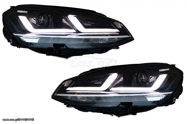 Μπροστινά Φανάρια Set Για Vw Golf VII (7) 12-17 DRL Full Led Halogen Version Black LEDHL10-BK Osram Ledriving eautoshop gr 