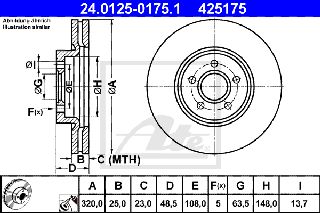 ΔΙΣΚΟΠΛΑΚΑ VOLVO S40 ΕΜΠΡΟΣ 320Χ25 - 425175