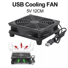 USB Router Fan TV Box Cooler 120mm 5V PC DIY Cooler W/Screws Protective net Silent Desktop Fan (oem)