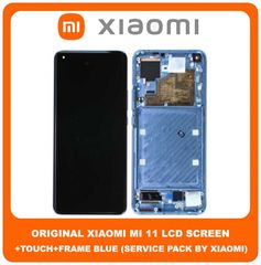 Γνήσιο Original Xiaomi Mi 11 , Mi11 (M2011K2C, M2011K2G) LCD Display Assembly Screen Οθόνη + Touch Screen Digitizer Μηχανισμός Αφής + Frame Bezel Πλαίσιο Blue Μπλε 56000500K200 (Service Pack By Xiaomi