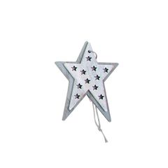 Ξύλινο Χριστουγεννιάτικο στολίδι αστέρι διπλό γκρι-λευκό με αστέρια - Small Foot