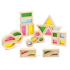 Ξύλινα Τουβλάκια Rainbow Blocks Μικρά, 24 τεμάχια - New Selection