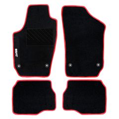 Πατάκια δαπέδου μοκέτας Tuft μαύρα με κόκκινο ρέλι για Seat Ibiza III / Cordoba II 4τμχ