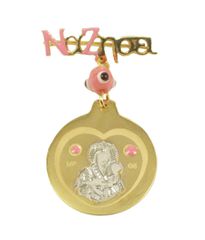 Καρφίτσα χρυσή Κ9 με την εικόνα της Παναγίας και την λέξη να ζήσει για βάπτιση 135122