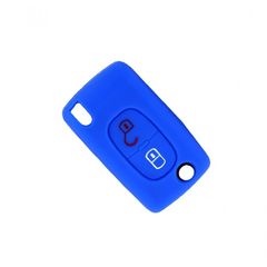 Θήκη Σιλικόνης Κλειδιού Αυτοκινήτου Citroen-Peugeot με 2 κουμπιά αναδιπλούμενο-Μπλε