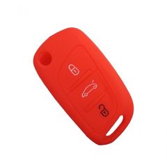 Θήκη Σιλικόνης Κλειδιού Αυτοκινήτου Citroen-Peugeot με 3 κουμπιά αναδιπλούμενο-Κόκκινο