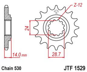 Κωδ.192222 Εμπρόσθιο γρανάζι κίνησης μάρκας JT 17 δοντιών για Kawasaki ZRX 1200 - JTF1529.17 τηλ.215-215-8211