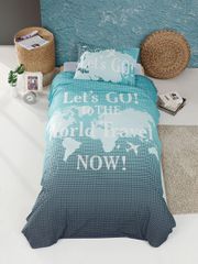 Σετ πάπλωμα μονό World travel Art 6108 διαστάσεων 160x240cm σε χρώμα βεραμάν