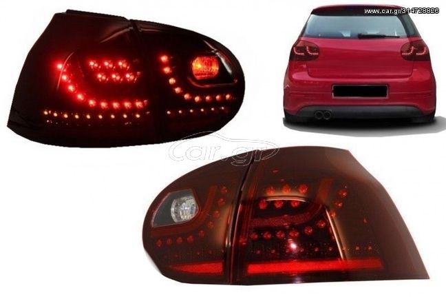 ΦΑΝΑΡΙΑ ΠΙΣΩ LED Taillights VW Golf V 5 (2004-2009) Left Hand Drive (LHD) Cherry Red Urban Style