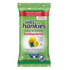 Υγρά μαντηλάκια αντιβακτηριακά  Wet Hankies με λεμόνι 15 τεμαχίων