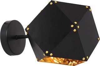 GloboStar WELLES Replica Μοντέρνο Φωτιστικό Τοίχου Απλίκα Μονόφωτο Μεταλλικό Μαύρο Χρυσό Μ17 x Π28 x Υ17cm - (00794)