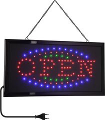 GloboStar Φωτιστικό Ταμπέλα LED Σήμανσης OPEN με Πρίζα AC 230V Μ48xΠ25xΥ2cm - (75681)