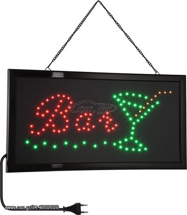 GloboStar Φωτιστικό Ταμπέλα LED Σήμανσης BAR WITH COCTAIL με Πρίζα AC 230V Μ48xΠ25xΥ2cm - (75690)