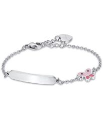 Παιδική ταυτότητα από ανοξείδωτο ατσάλι με την πεταλούδα με σμάλτο για βάπτιση JB109