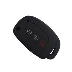 Θήκη Σιλικόνης Κλειδιού Hyundai με 3 κουμπιά-Μαύρο