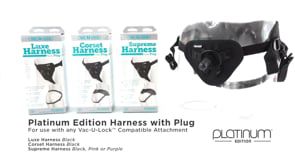 Vac-U-Lock Platinum Luxe Harness - With Plug Black Os