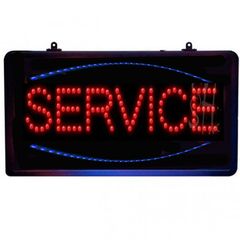 Led Φωτιζόμενη Διαφημιστική Πινακίδα SERVICE με Αλυσίδα - Μπλε, Κόκκινο Χρώμα