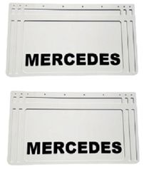 Λασπωτήρες με Ανάγλυφο MERCEDES - 60 cm x 40 cm - Άσπροι με Μαύρο Ανάγλυφο - 2 τμχ