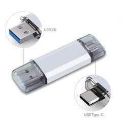 MEDIARANGE 2 σε 1 Στικάκι Μνήμης USB 3.0 με USB Type-C (128GB) (Ασημί)