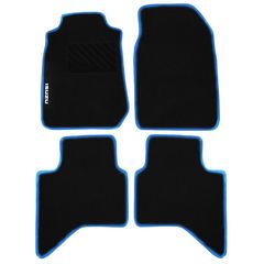 Πατάκια δαπέδου μοκέτας Tuft μαύρα με μπλε ρέλι για Isuzu D-Max (II) 4D 4τμχ