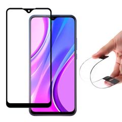 Wozinsky Full Cover Flexi Nano Glass Hybrid Screen Protector με frame για Xiaomi Redmi 9 μαύρο