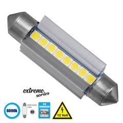 GloboStar® 81340 Λάμπα Αυτοκινήτου 42mm FESTOON - C5W 3rd Generation Can-Bus Extreme Series LED 8 SMD 3030 8W 1200lm 120° DC 12V IP20 Ψυχρό Λευκό 6000K