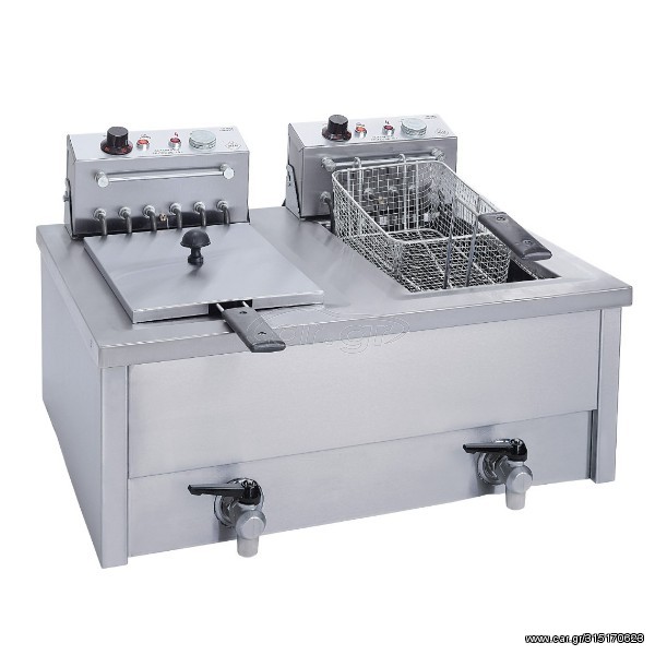 Φριτέζα Ηλεκτρική Διπλή 10+10ltr F100 N&Μ ΜΙΧΑΗΛΙΔΗΣ με Βρύση