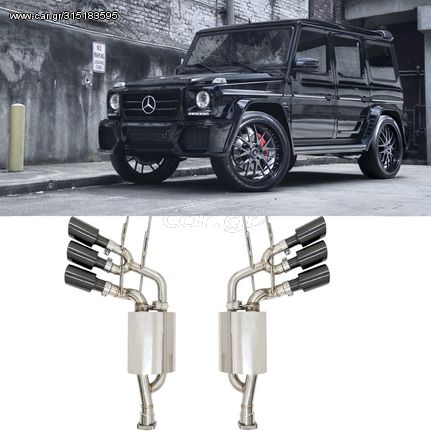 ΕΞΑΤΜΙΣΗ Mercedes G-Class W463 (1989-2018) G500 G55 G63 G65 Triple Black Muffler Tips with Valvetronic