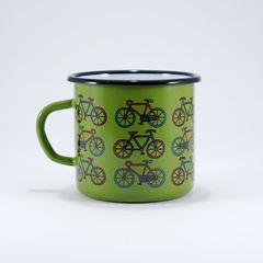 Κούπα εμαγιέ πράσινη με ποδήλατα Smaltum