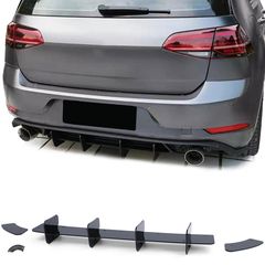 Πίσω διαχύτη splitter μαύρο γυαλιστερό για VW Golf 7 GTI Sedan 13-20 Diffuser Πίσω Προφυλακτήρα διάχυτης Σπόιλέρ με μπουκες εξατμισης σετ από ανοξείδωτο χάλυβα