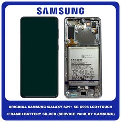 Original Γνήσιο Samsung Galaxy S21+ S21 Plus 5G 2021 G996 (G996B, G996B/DS) AMOLED LCD Display Screen Assembly Οθόνη + Touch Screen Digitizer Μηχανισμός Αφής + Frame Bezel Πλαίσιο Σασί + Battery Μπατα