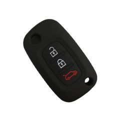 Θήκη Σιλικόνης Κλειδιού Αυτοκινήτου Smart - Renault με 3 κουμπιά-Μαύρο