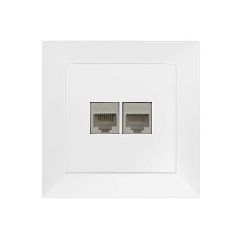 Πρίζα DATA διπλή RJ45+RJ45 Cat.6 λευκό χρώμα σειρά Κλειώ