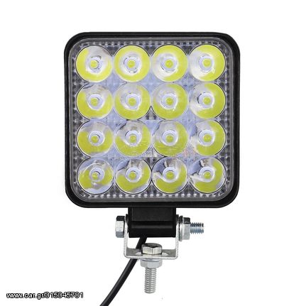 Προβολέας Τετράγωνο LED 6000K 4800LM 8.5cm με 16 LED 12/24V 48W 16573