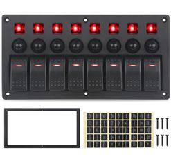 Πάνελ με 8 διακόπτες, αναπτήρα, διπλό USB, Βολτόμετρο για Αυτοκίνητα, Τρακτέρ Θαλάσσιων σκαφών - 2593