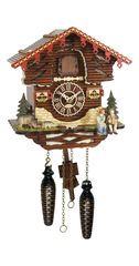 Ρολόι κούκος με χειροποίητη παράσταση αλπικού σπιτιού,αγόρι & κορίτσι, ζωάκια, μουσική και εκκρεμές. Κωδ: 4285 QM --- www. CuckooClock .gr ---
