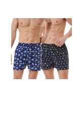 Ανδρικό Boxer Shorts Popline MINERVA Εμπριμέ (2 Pack) Εμπριμέ