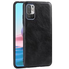 Σκληρή Θήκη Πλάτης με Επένδυση Δέρματος για Xiaomi Redmi Note 10 5G / Poco M3 Pro 5G / 4G - Μαύρο
