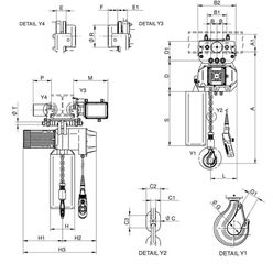 Bαρούλκο αλυσίδας 2000kg WR14 2 ταχυτήτων με ηλεκτρικό φορείο 380V - R.W.M-thumb-4