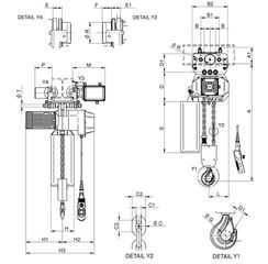 Bαρούλκο αλυσίδας 2000kg WR14 2 ταχυτήτων με ηλεκτρικό φορείο 380V - R.W.M-thumb-5