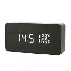 Ξύλινο επιτραπέζιο ρολόι με οθόνη Led - Θερμόμετρο - Ξυπνητήρι - Ημερολόγιο