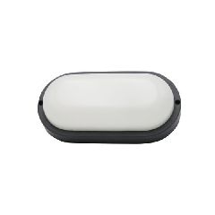 Απλίκα τοίχου LED 12W με πλαστικό κάλυμμα οβάλ 205x105mm 4000K ενδιάμεσο φως IP54 σε γκρί σκούρο χρώμα